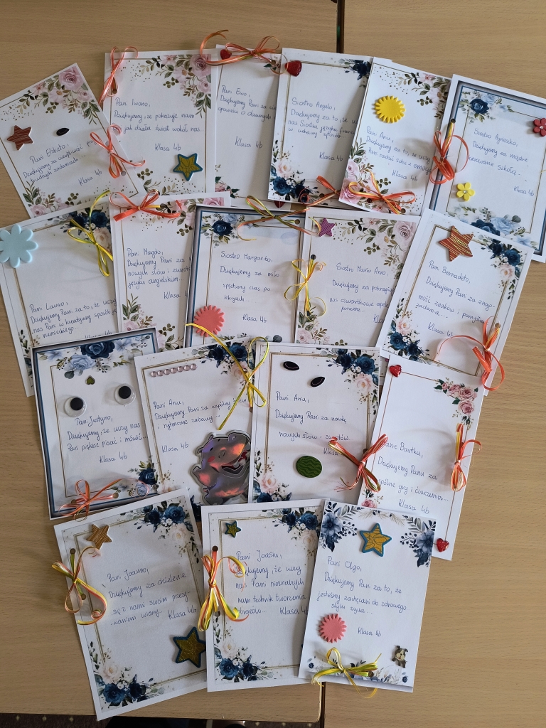 Podziękowania dla Sióstr i Nauczycieli